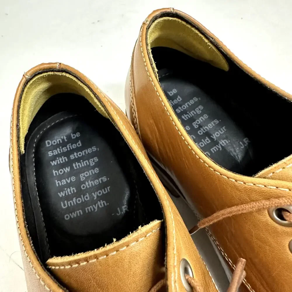 NWOT Helm Nils Blucher Plain Toe Derby Tan Box Leather Made in Brazil US 11 D